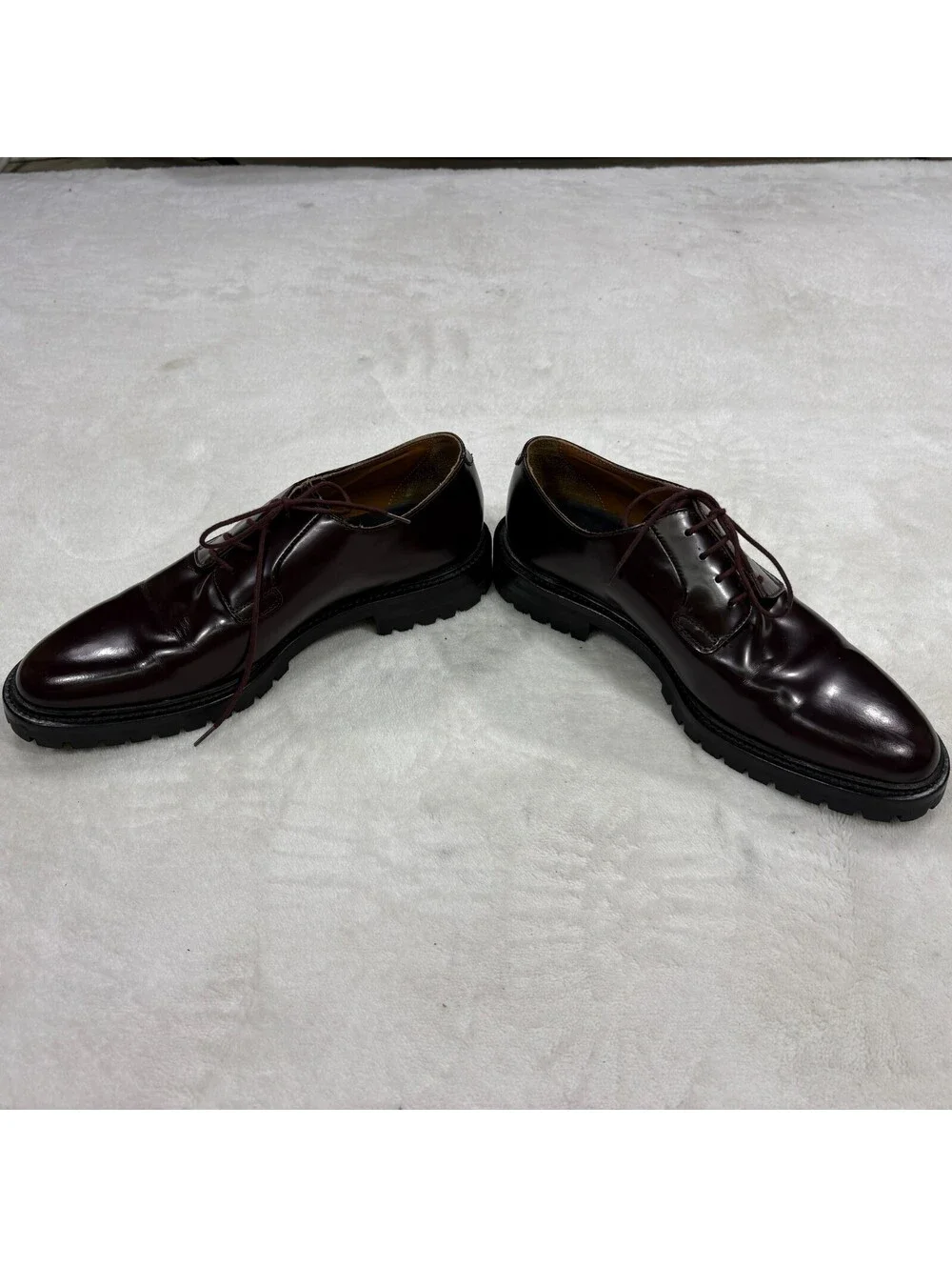 Common Projects 2321 EU 42 Burgundy Leather Derby Lug Sole Shoes Made Italy